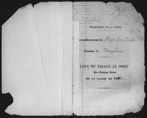 Listes de tirage au sort des jeunes gens, classe 1860 - par arrondissement et par canton